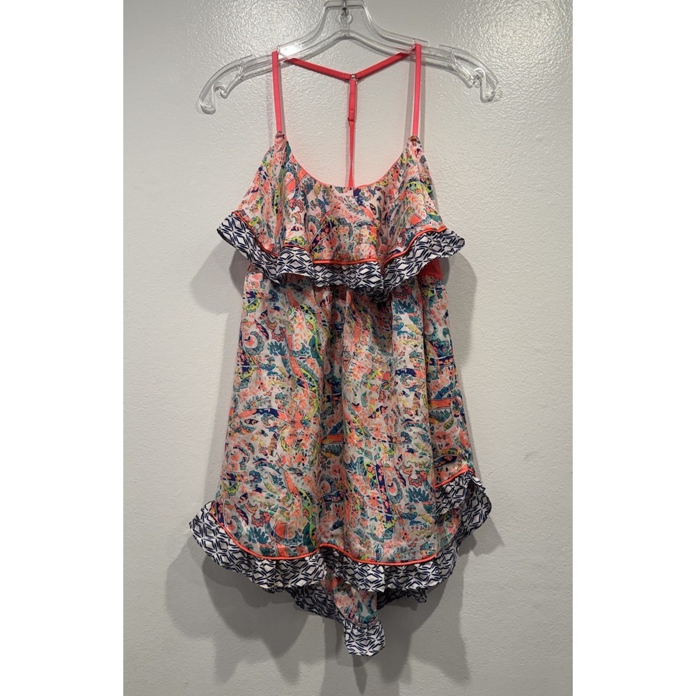 Victorias Secret Paisley Print Chemise Womens Size Large Low Back Sexy Classy